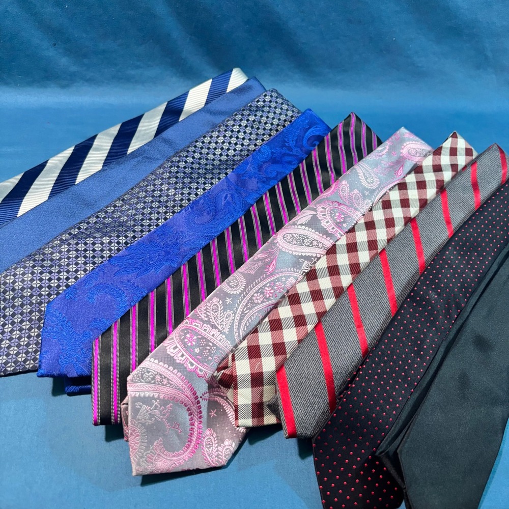 Men's Necktie Lot 10 Tie Bar Bar III Kenneth Cole Penguin Stacy Adams JF Ties